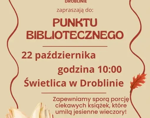 Jesienne hity książkowe w świetlicy w Droblinie – zaproszenie na 22 października