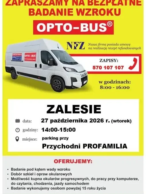 Bezpłatne badanie wzroku w Zalesiu – 27 października 2026