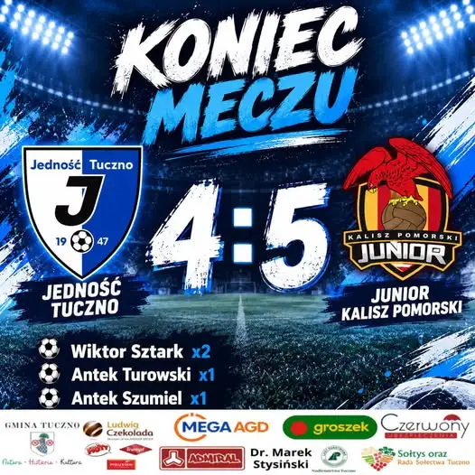 Młodzicy Jedności Tuczno postawili się liderowi. Porażka 4:5 z Junior Kalisz Pomorski
