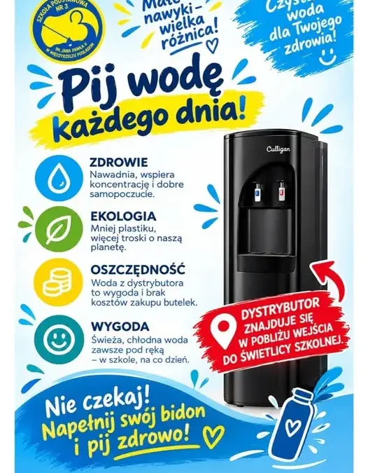 Nowy dystrybutor wody w świetlicy szkolnej – zdrowy nawyk i ekologia