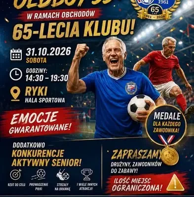 Jubileuszowy Turniej Oldboyów 55+ w Rykach – ostatnie wolne miejsce!