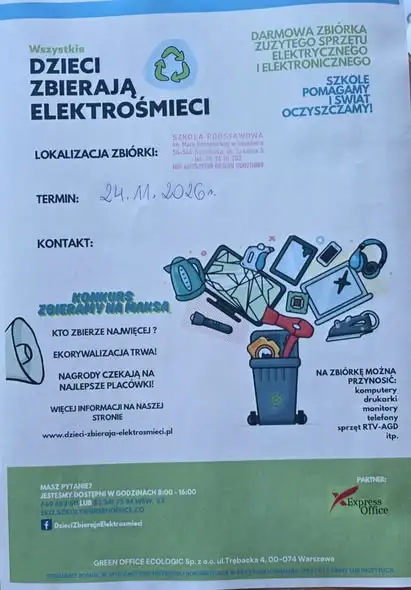 Szkoła organizuje zbiórkę elektrośmieci – 17–23 listopada 2026