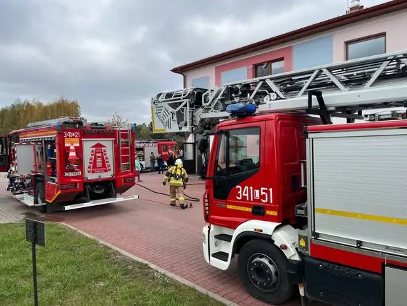 Ćwiczenia strażackie w Zakładzie Opiekuńczo-Leczniczym w Curynie