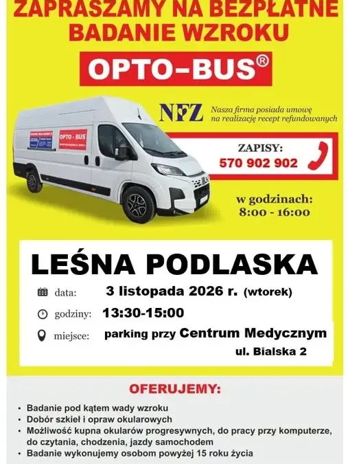 Bezpłatne badanie wzroku w Leśnej Podlaskiej – 3 listopada 2026