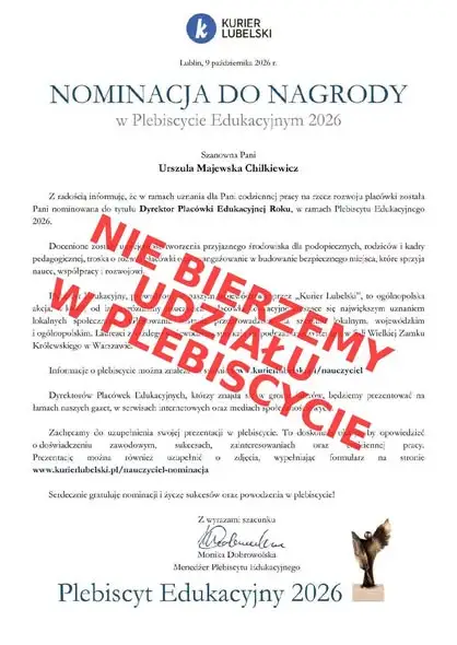 Szkoła w Janowie Podlaskim nominowana w Plebiscycie Edukacyjnym 2026, ale nie weźmie udziału w głosowaniu SMS