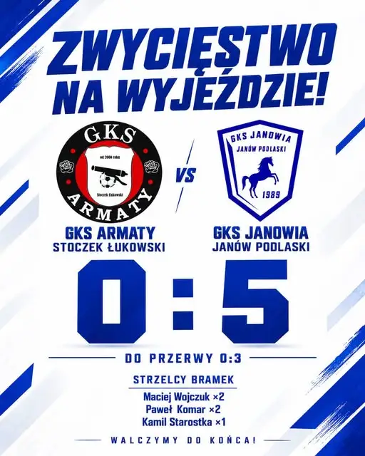 Janowia Janów Podlaski rozbiła Armaty Stoczek Łukowski 5:0