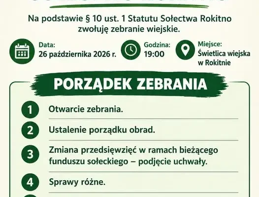 Zebranie wiejskie w Rokitnie – 26 października 2026