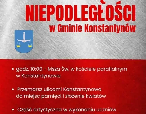Gmina Konstantynów zaprasza na obchody Święta Niepodległości 11 listopada
