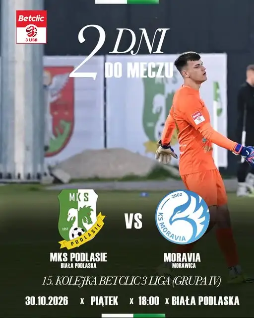 MKS Podlasie Biała Podlaska podejmuje Moravię Morawica w 15. kolejce Betclic 3 Ligi